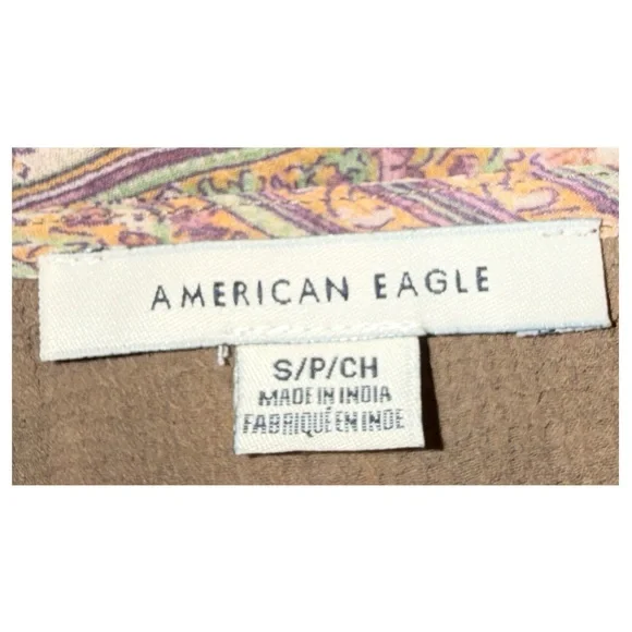 American Eagle - Boho Cottagecore Patchwork Floral Peplum Blouse - Size Small - Picture 7 of 10